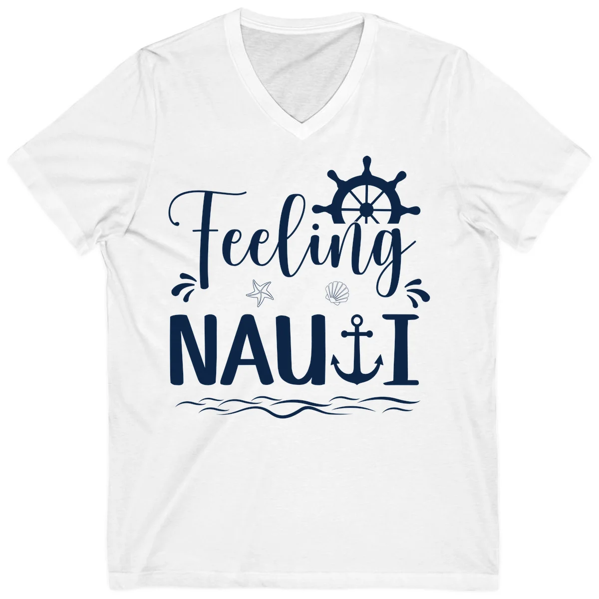 Feeling Nautical Cruise Vacation V-Neck in White
