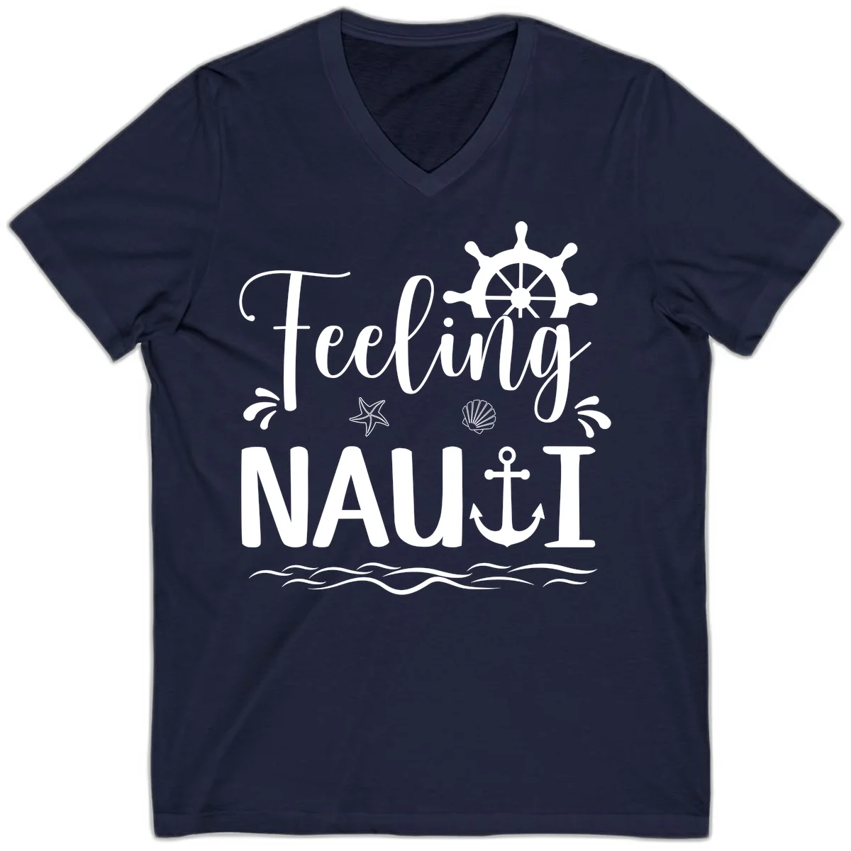 Feeling Nautical Cruise Vacation V-Neck in Navy