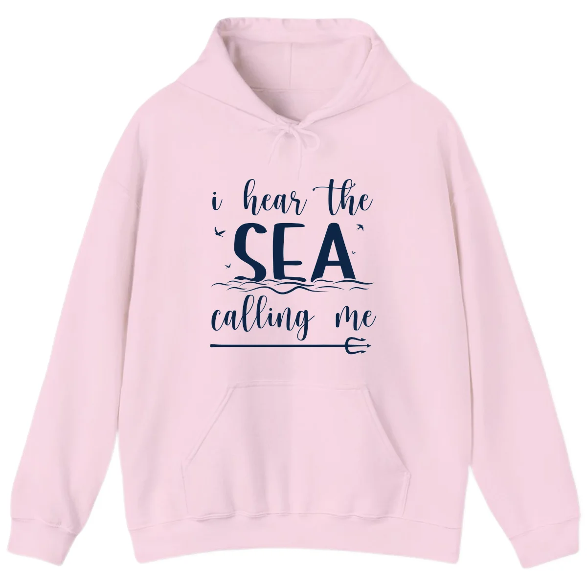 I Hear The Sea Calling Me Nautical Hoodie in Light Pink