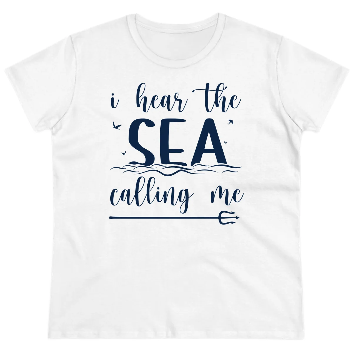 I Hear The Sea Calling Me Ladies Cruise Tee in White