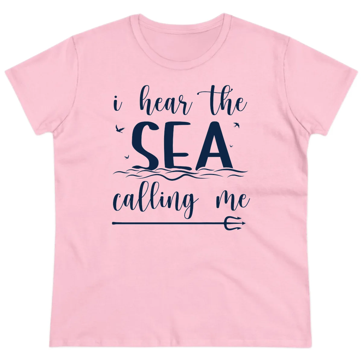 I Hear The Sea Calling Me Ladies Cruise Tee in Light Pink