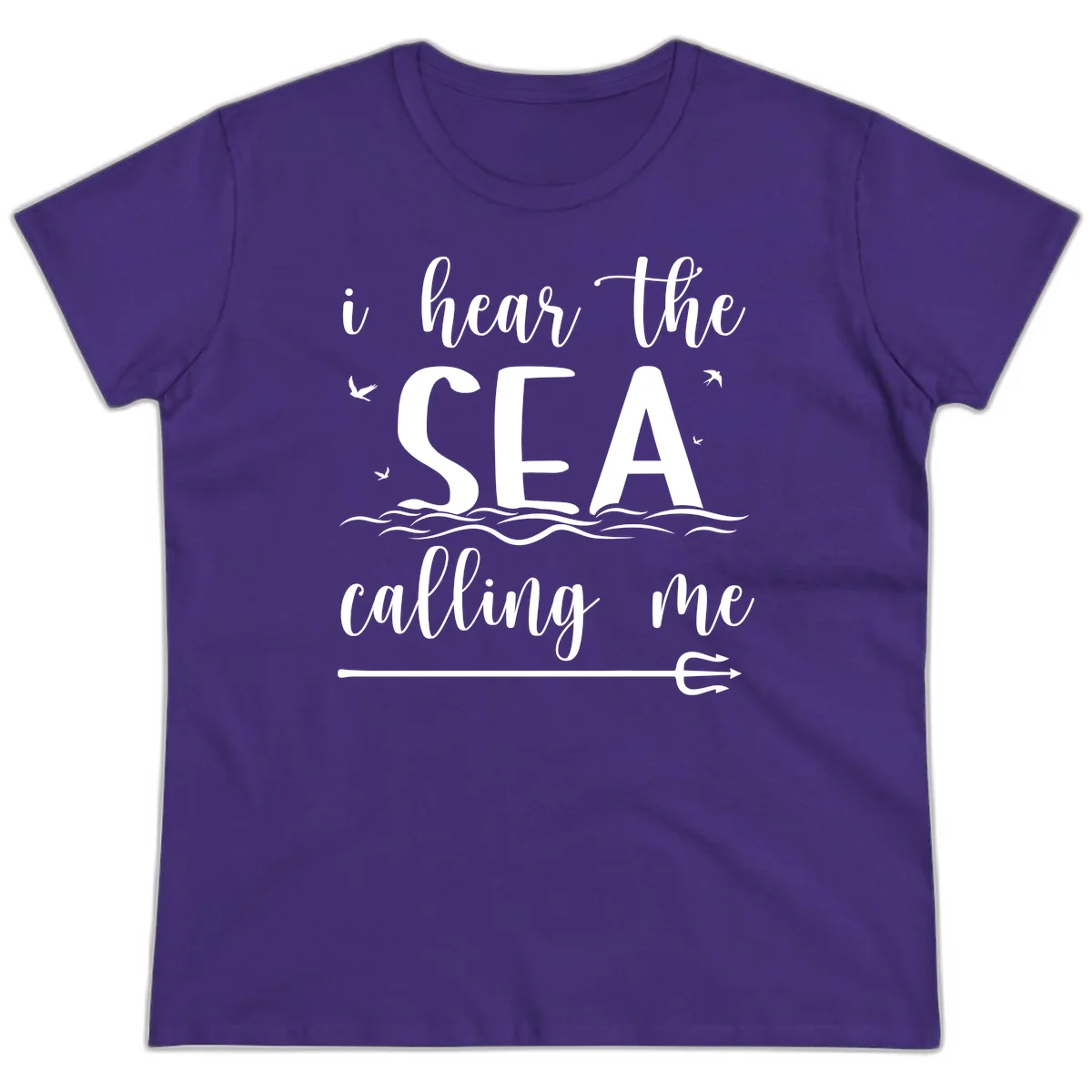 I Hear The Sea Calling Me Ladies Cruise Tee in Purple