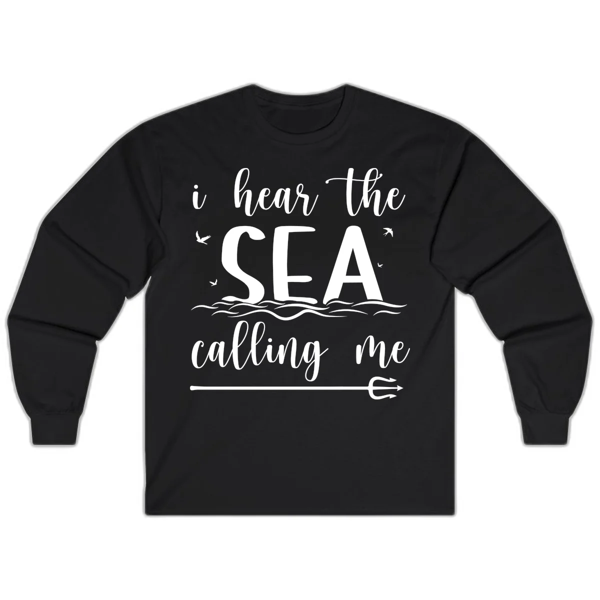 I Hear The Sea Calling Me Long Sleeve T-Shirt in Black