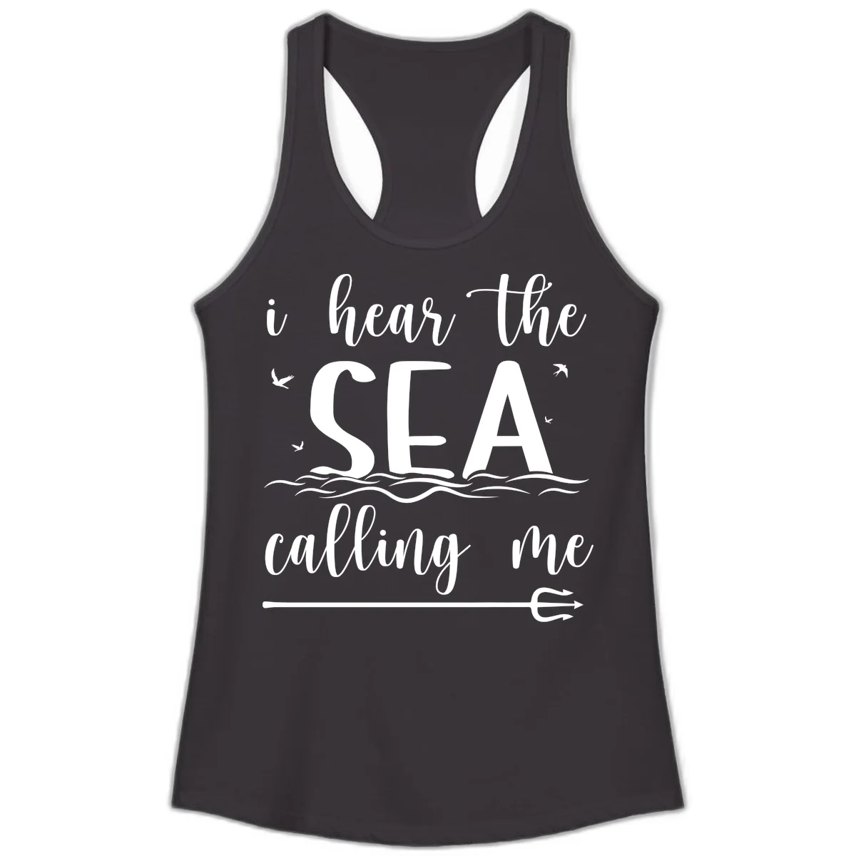 I Hear The Sea Calling Me Ladies Tank Top in Black