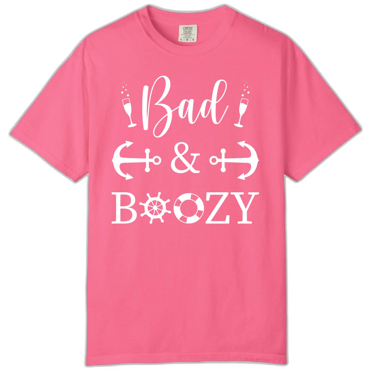 Bad & Bozy Nautical Cruise Design Comfort Color in Crunchberry