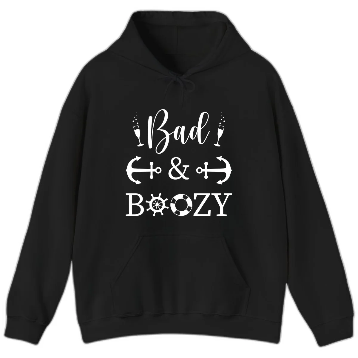 Bad & Bozy Nautical Cruise Design Hoodie in Black