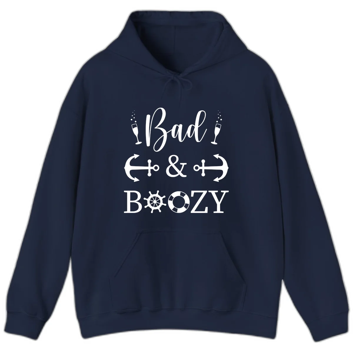 Bad & Bozy Nautical Cruise Design Hoodie in Navy