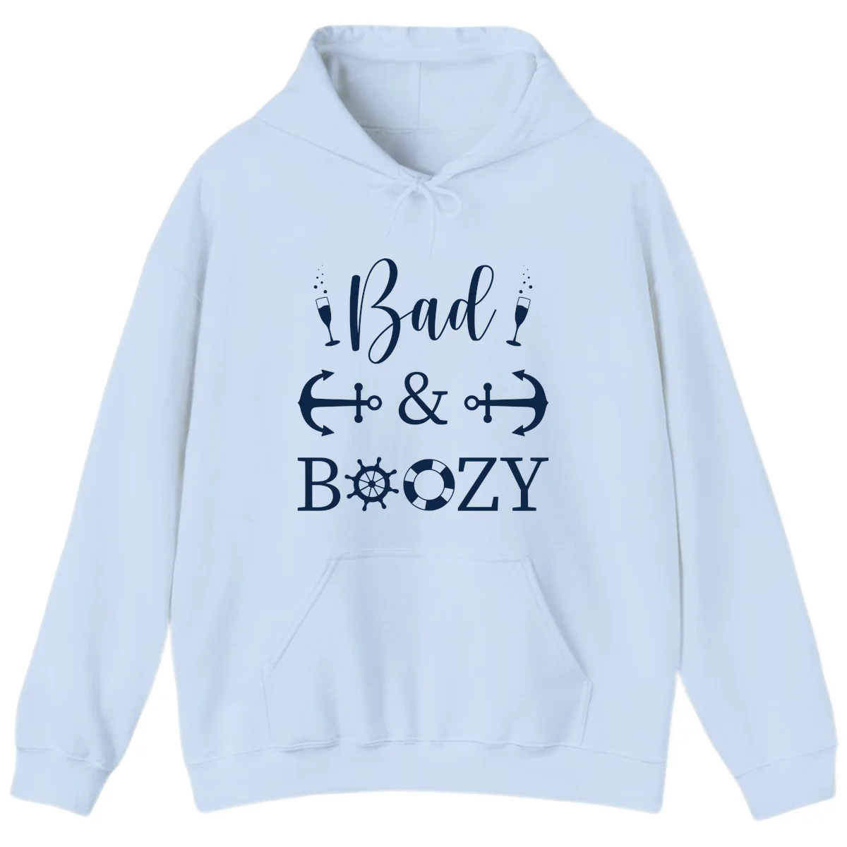 Bad & Bozy Nautical Cruise Design Hoodie in Light Blue