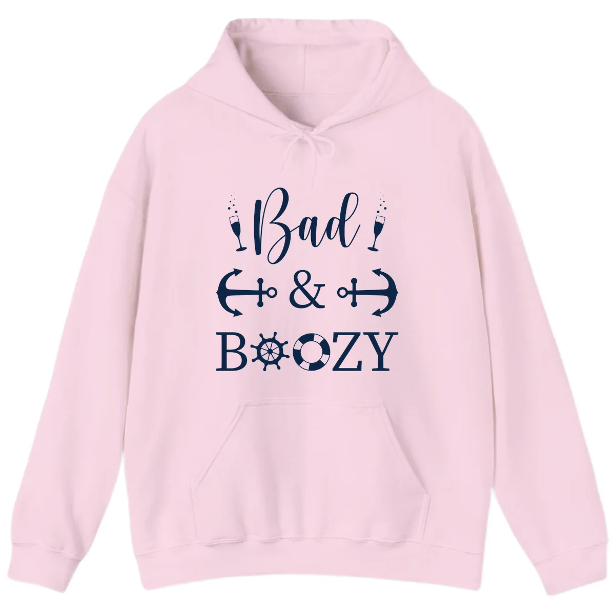 Bad & Bozy Nautical Cruise Design Hoodie in Light Pink