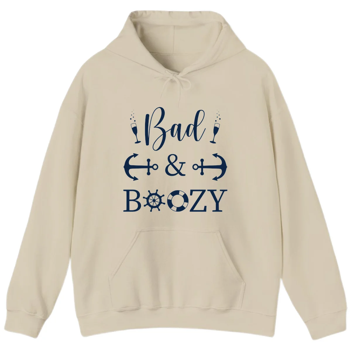 Bad & Bozy Nautical Cruise Design Hoodie in Sand