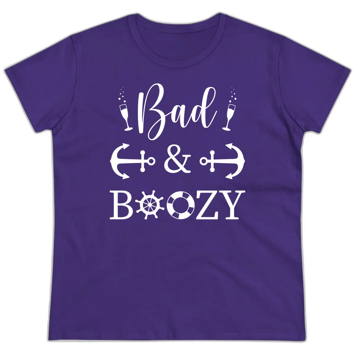 Bad & Bozy Nautical Cruise Design Ladies Tee in Purple