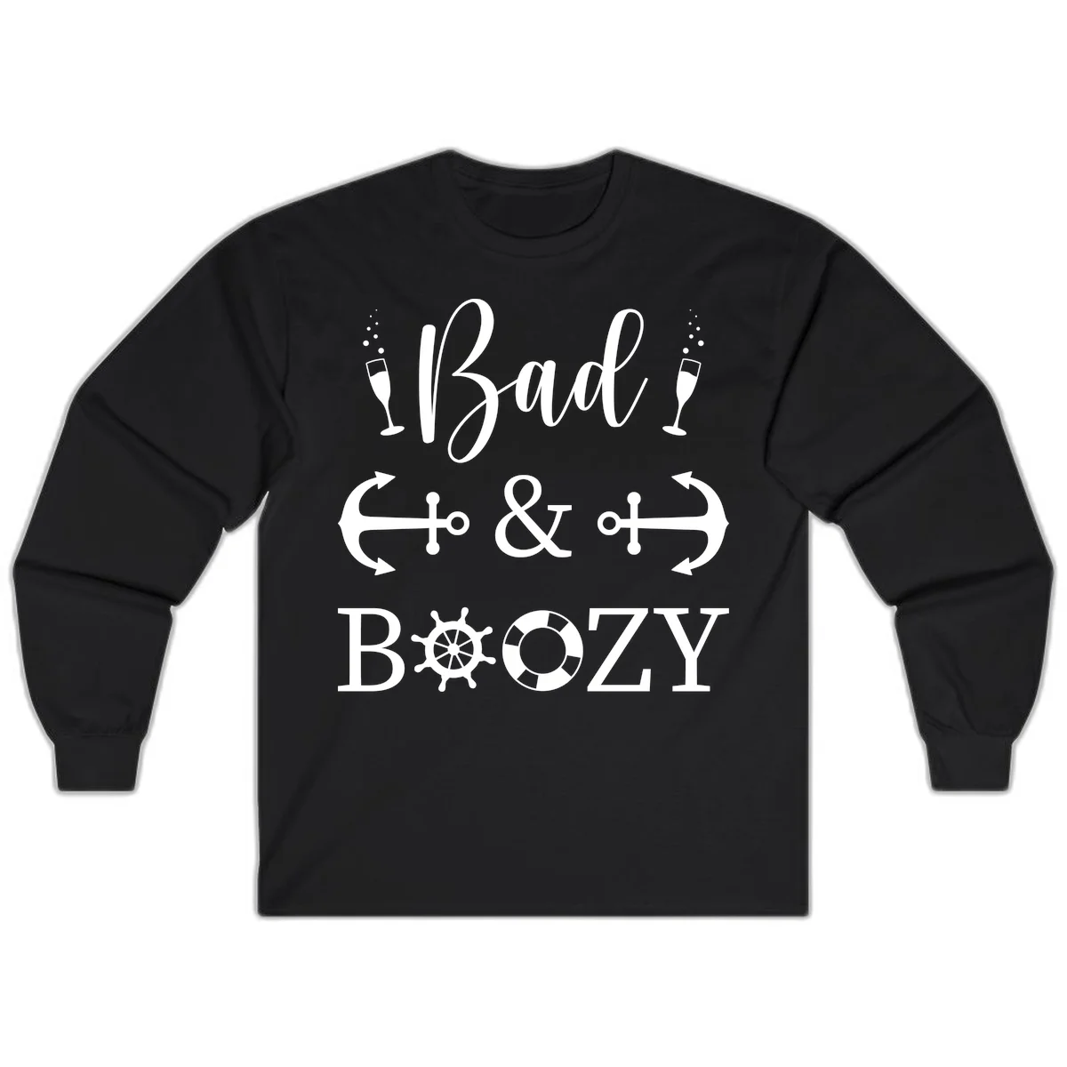 Bad & Bozy Nautical Cruise Design Long Sleeve in Black
