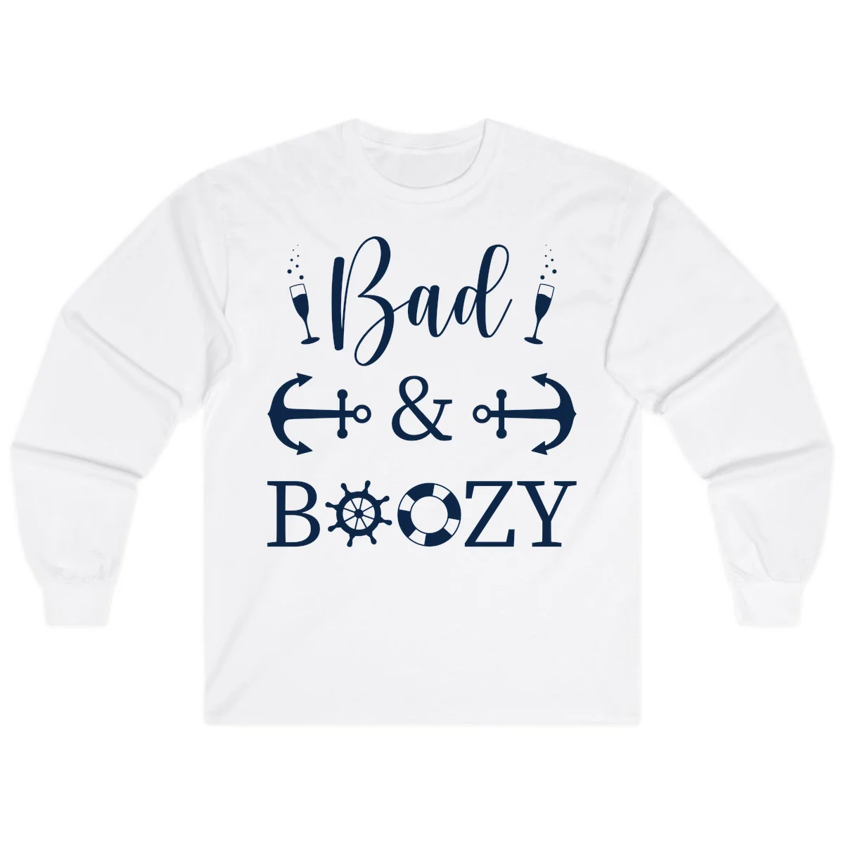 Bad & Bozy Nautical Cruise Design Long Sleeve in White