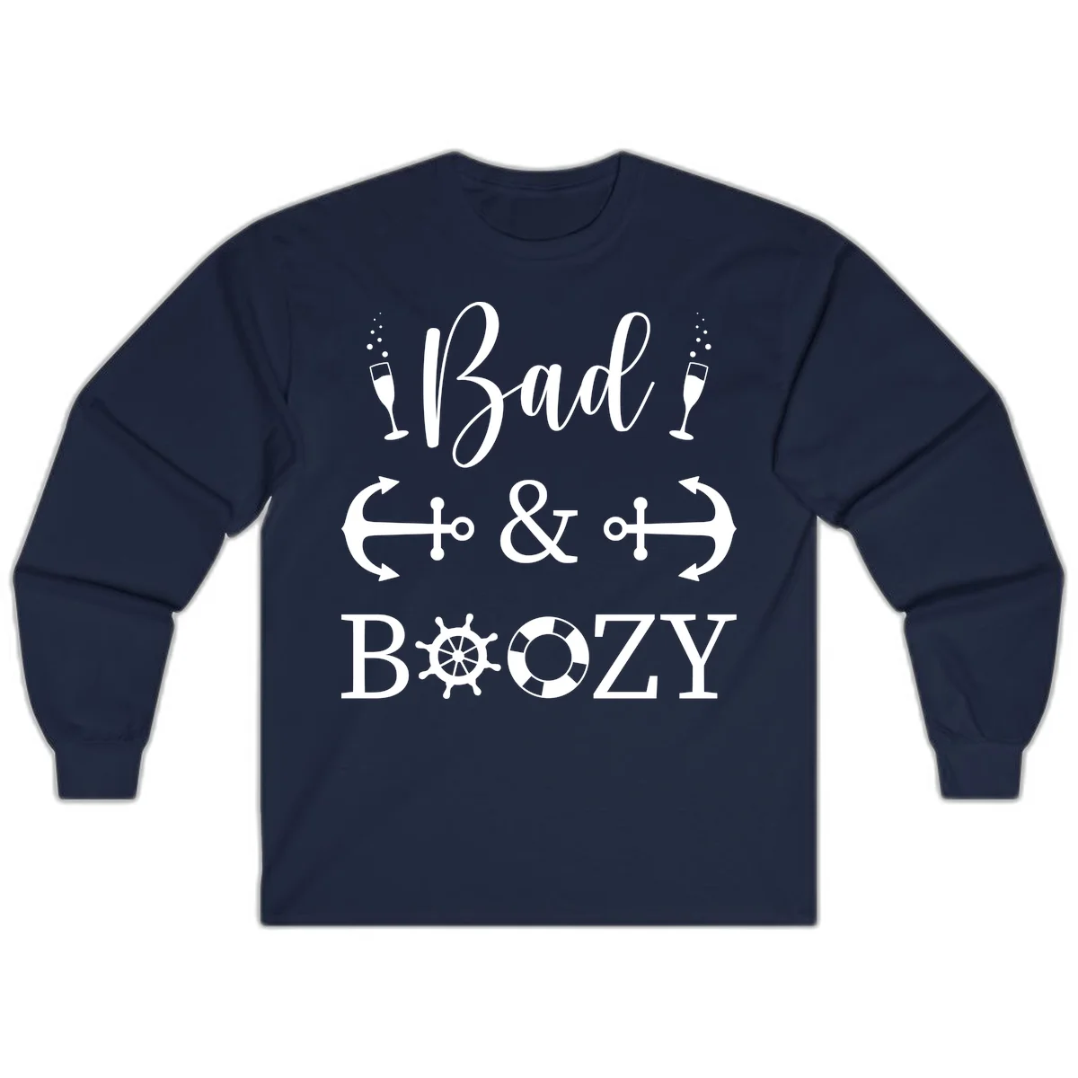 Bad & Bozy Nautical Cruise Design Long Sleeve in Navy