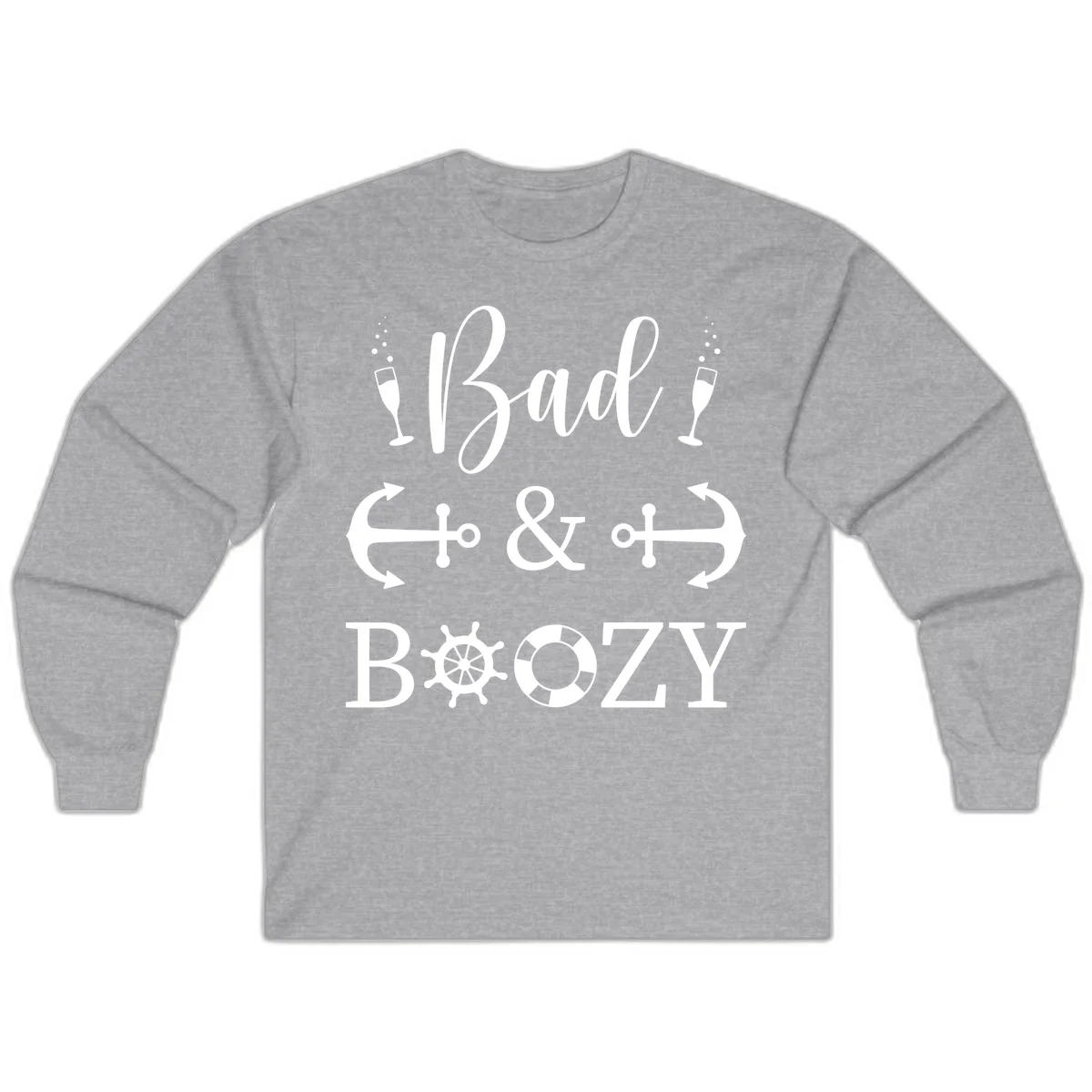 Bad & Bozy Nautical Cruise Design Long Sleeve in Sport Grey