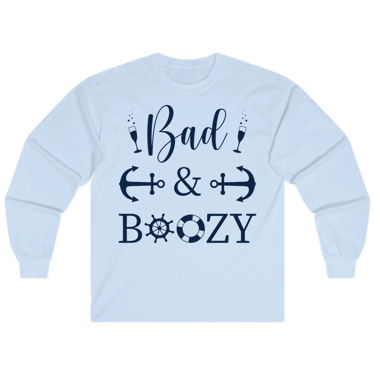 Bad & Bozy Nautical Cruise Design Long Sleeve in Light Blue