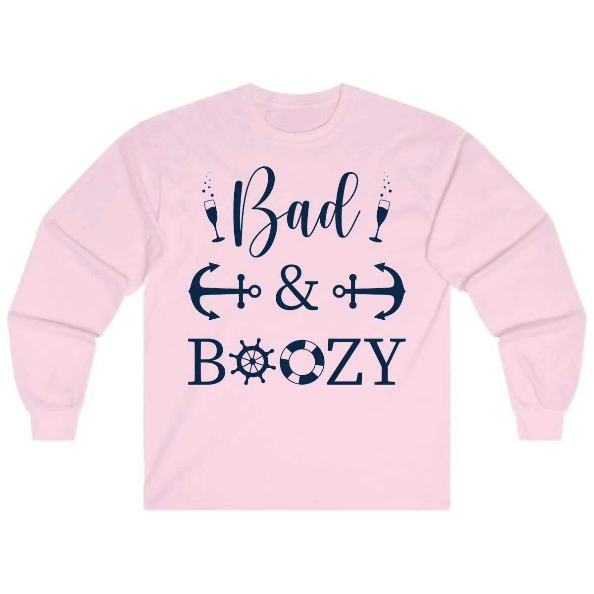 Bad & Bozy Nautical Cruise Design Long Sleeve in Light Pink