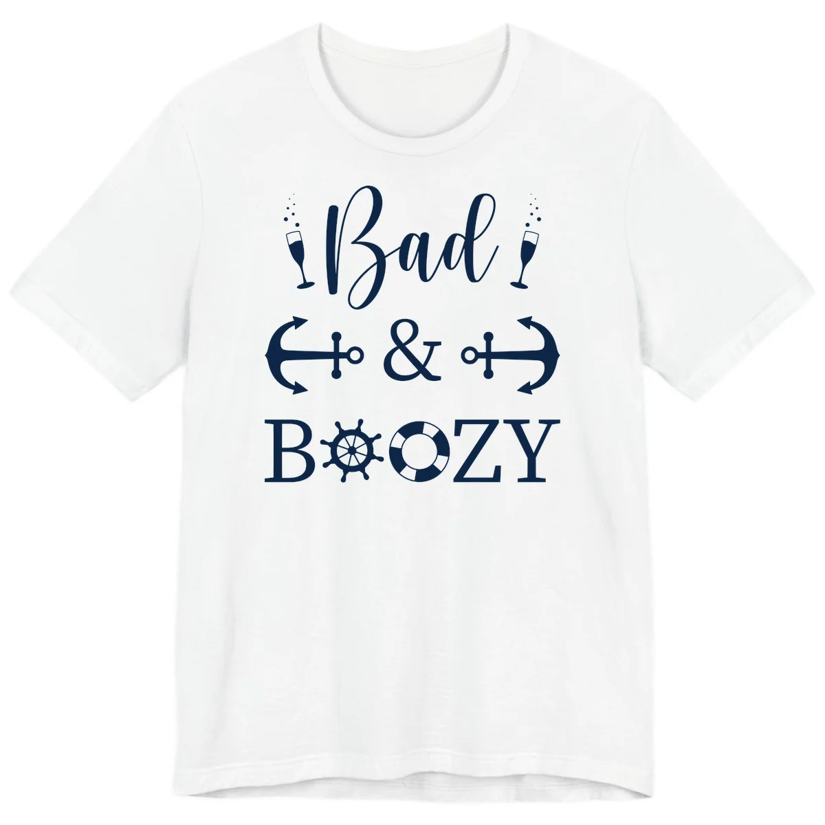 Bad & Bozy Nautical Cruise Design Premium T-Shirt in White