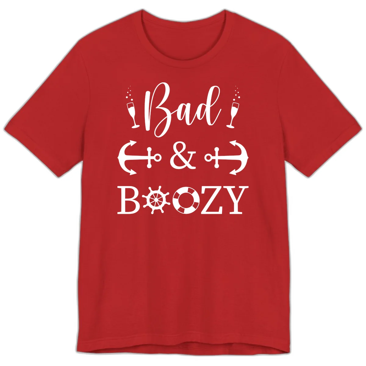 Bad & Bozy Nautical Cruise Design Premium T-Shirt in Red