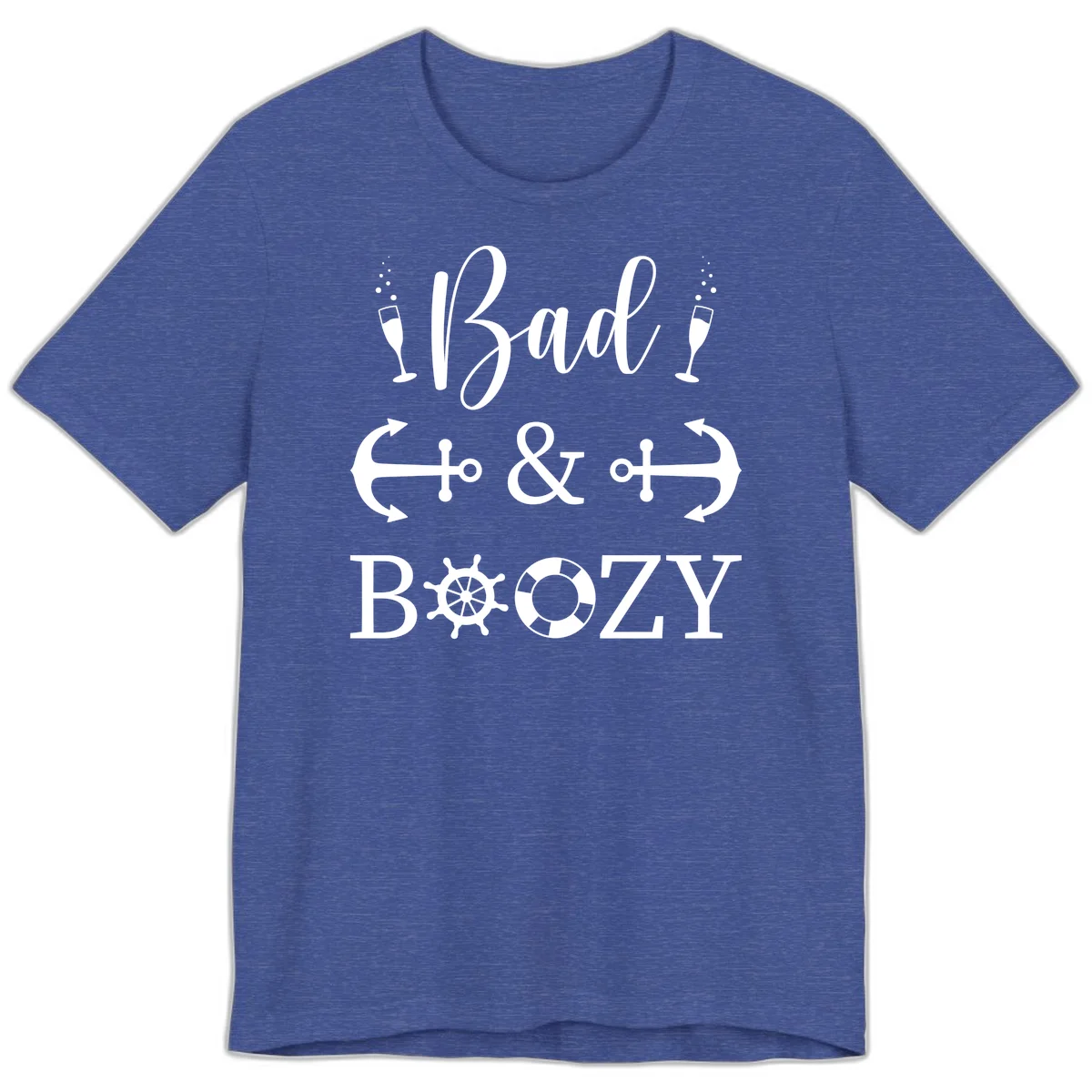 Bad & Bozy Nautical Cruise Design Premium T-Shirt in Heather True Royal