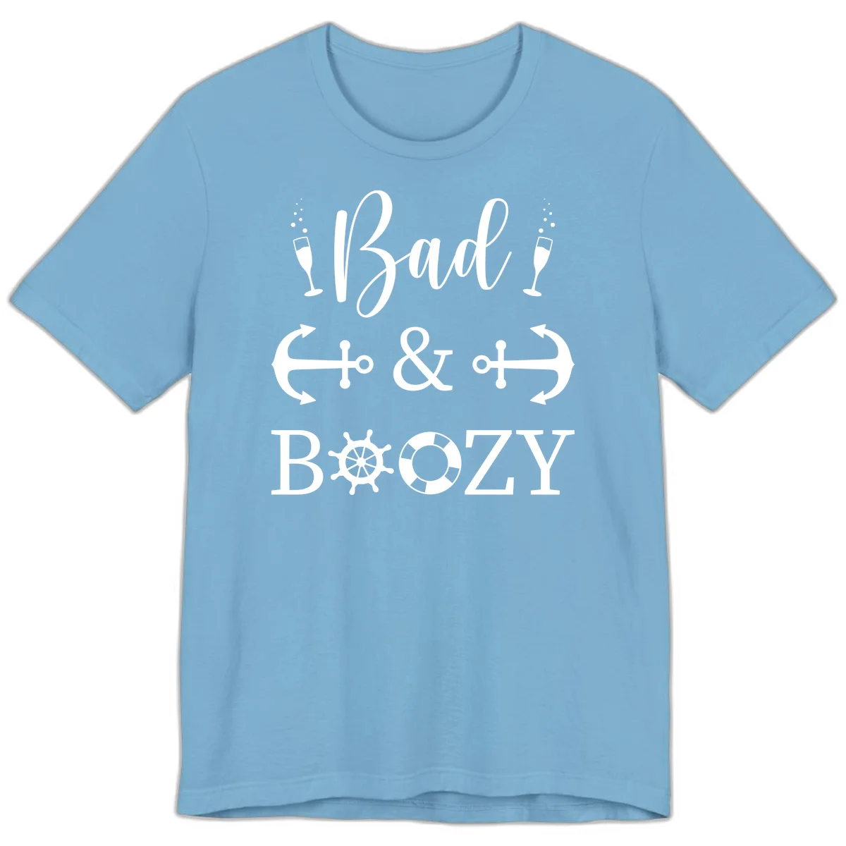 Bad & Bozy Nautical Cruise Design Premium T-Shirt in Ocean Blue