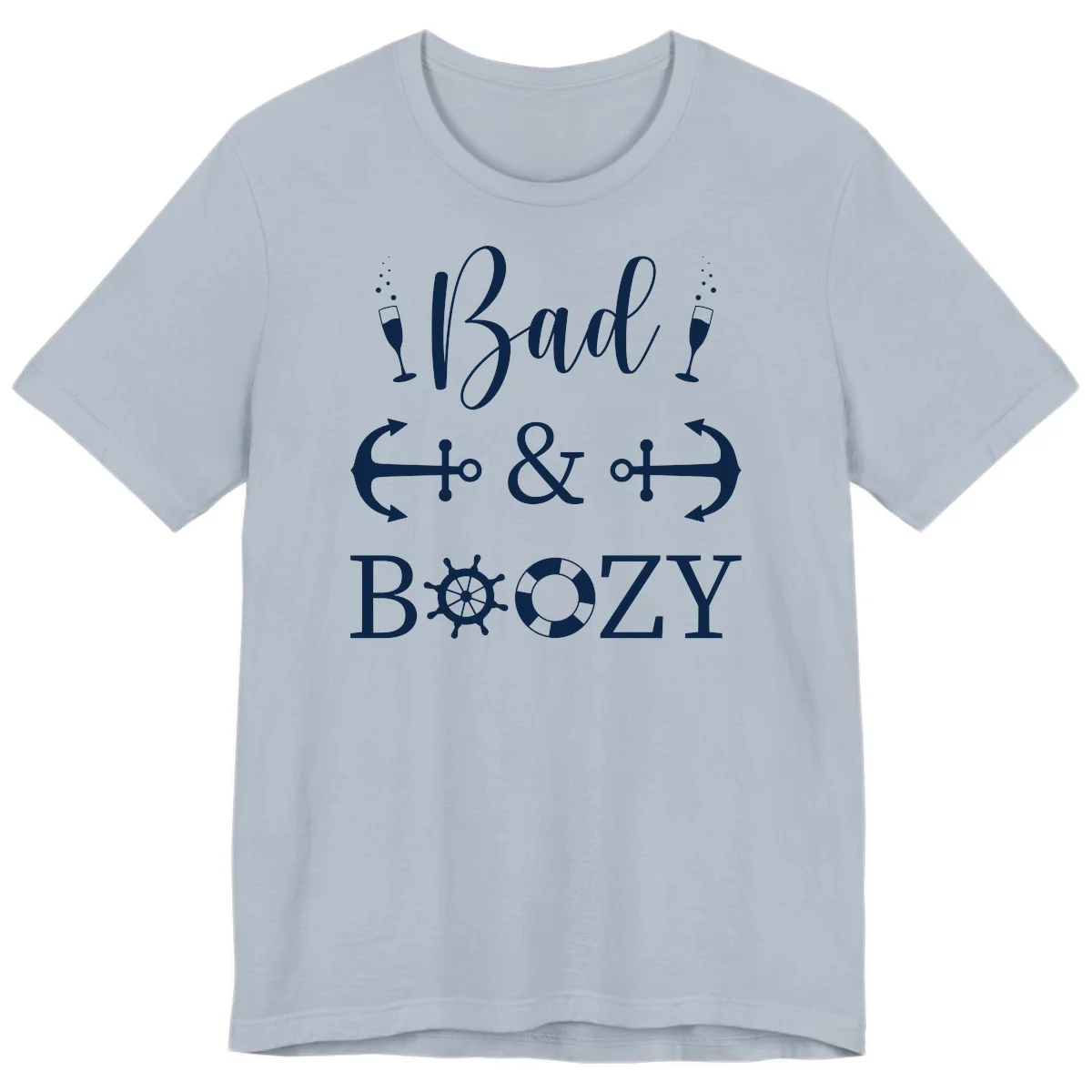 Bad & Bozy Nautical Cruise Design Premium T-Shirt in Light Blue