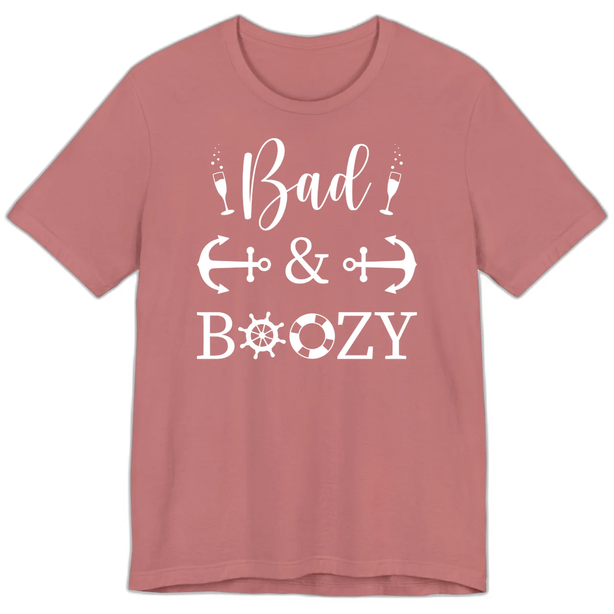 Bad & Bozy Nautical Cruise Design Premium T-Shirt in Mauve