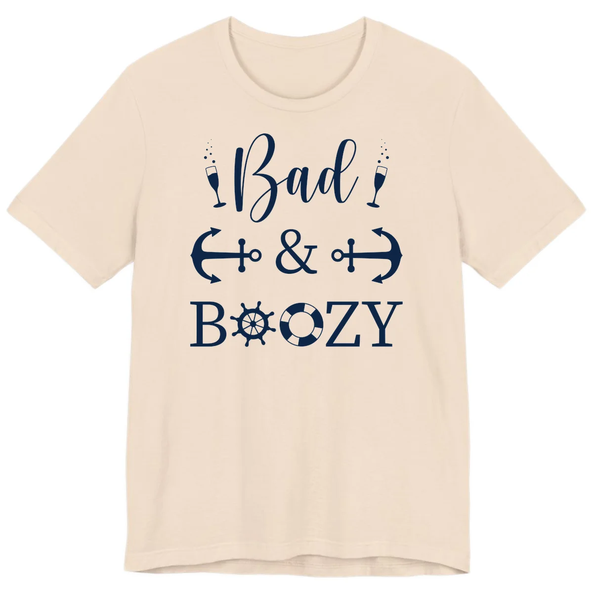 Bad & Bozy Nautical Cruise Design Premium T-Shirt in Soft Cream