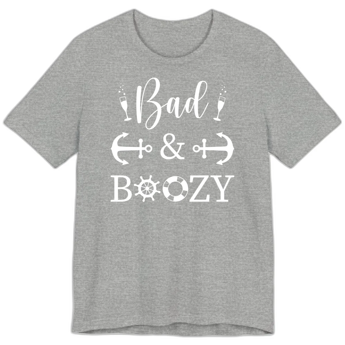 Bad & Bozy Nautical Cruise Design Premium T-Shirt in Athletic Heather