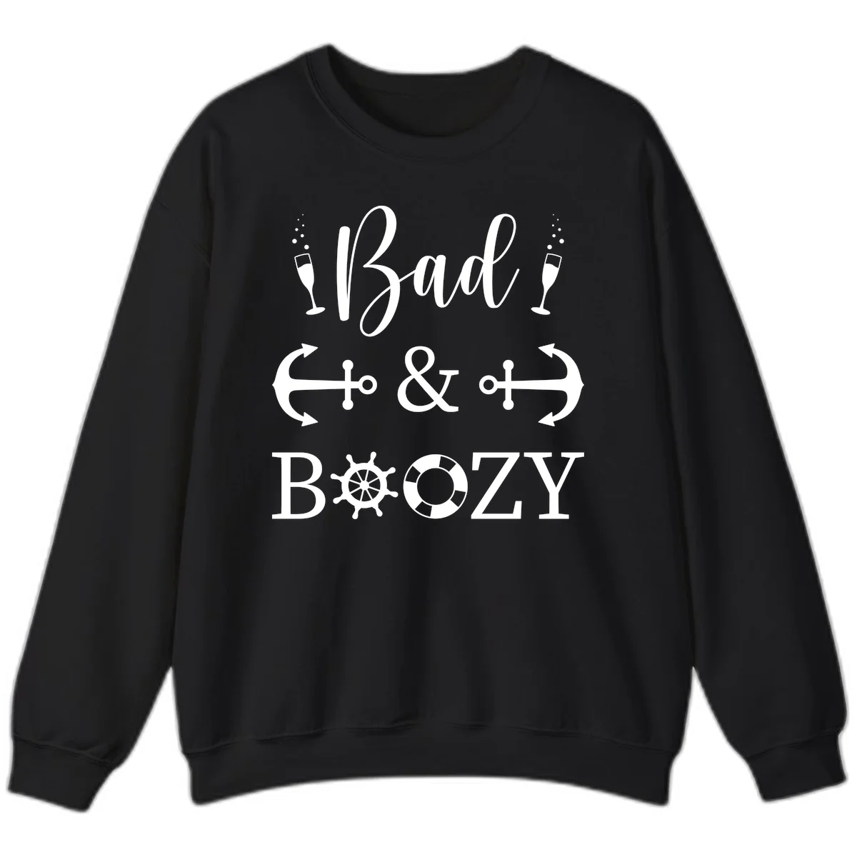 Bad & Bozy Nautical Cruise Design Sweatshirt in Black
