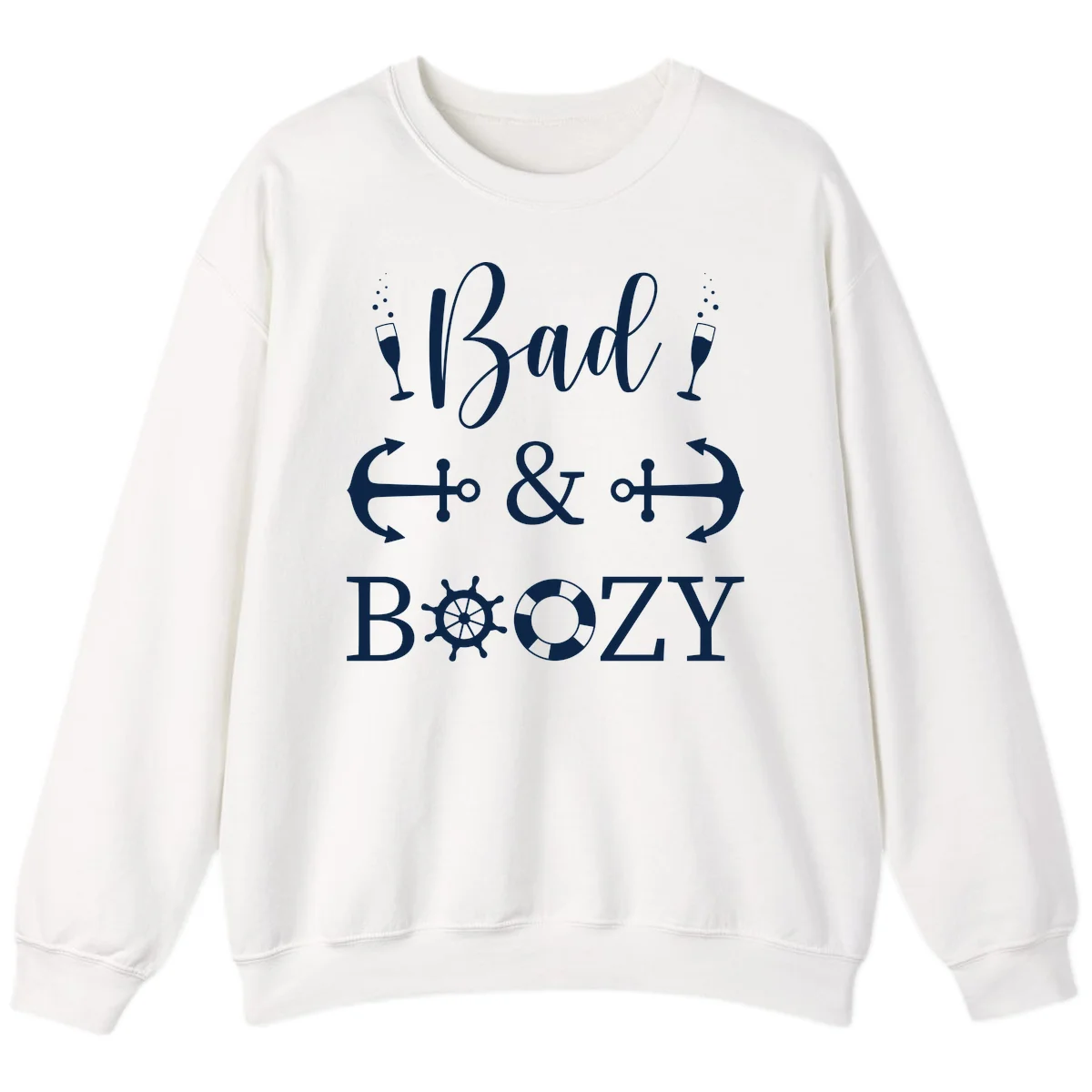 Bad & Bozy Nautical Cruise Design Sweatshirt in White