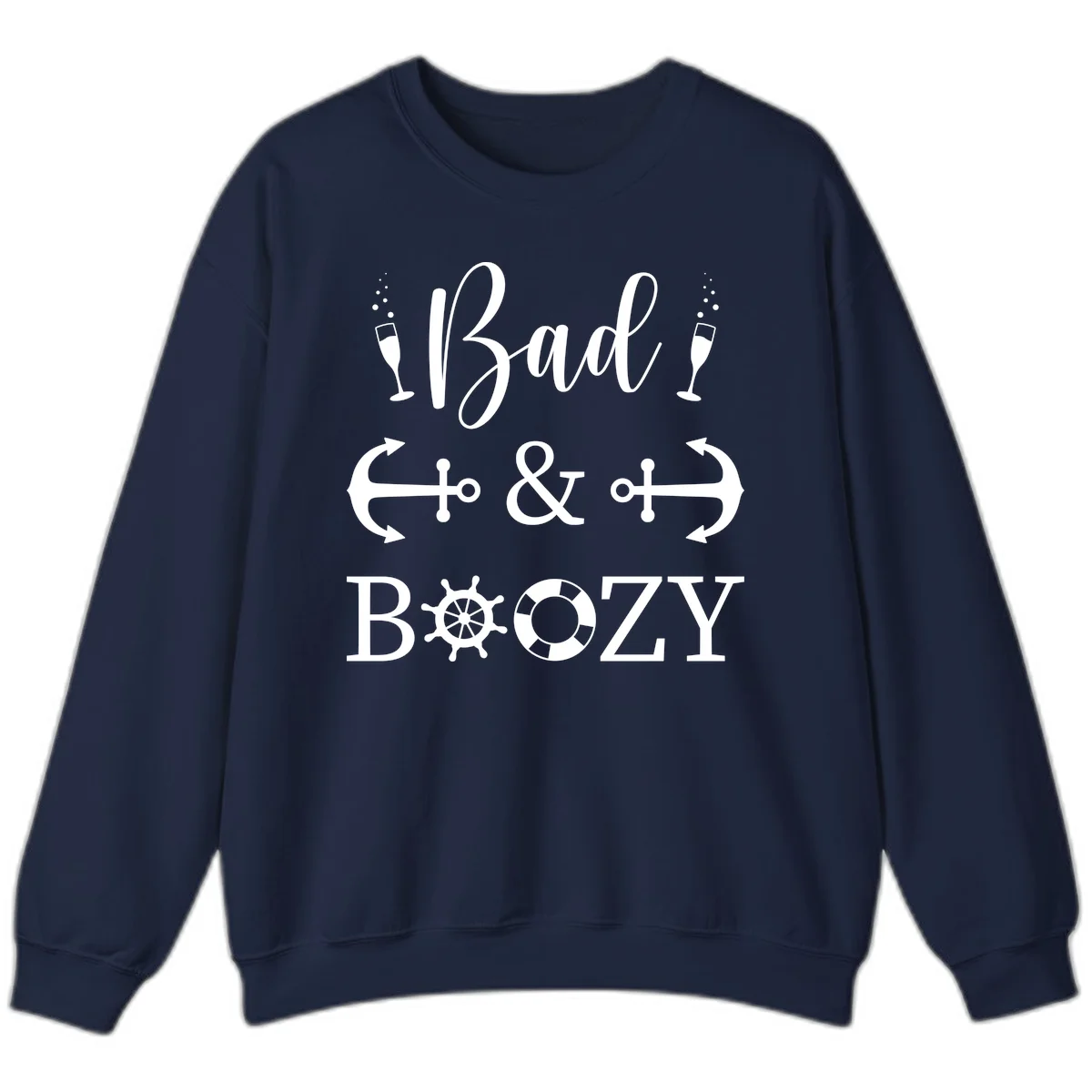 Bad & Bozy Nautical Cruise Design Sweatshirt in Navy