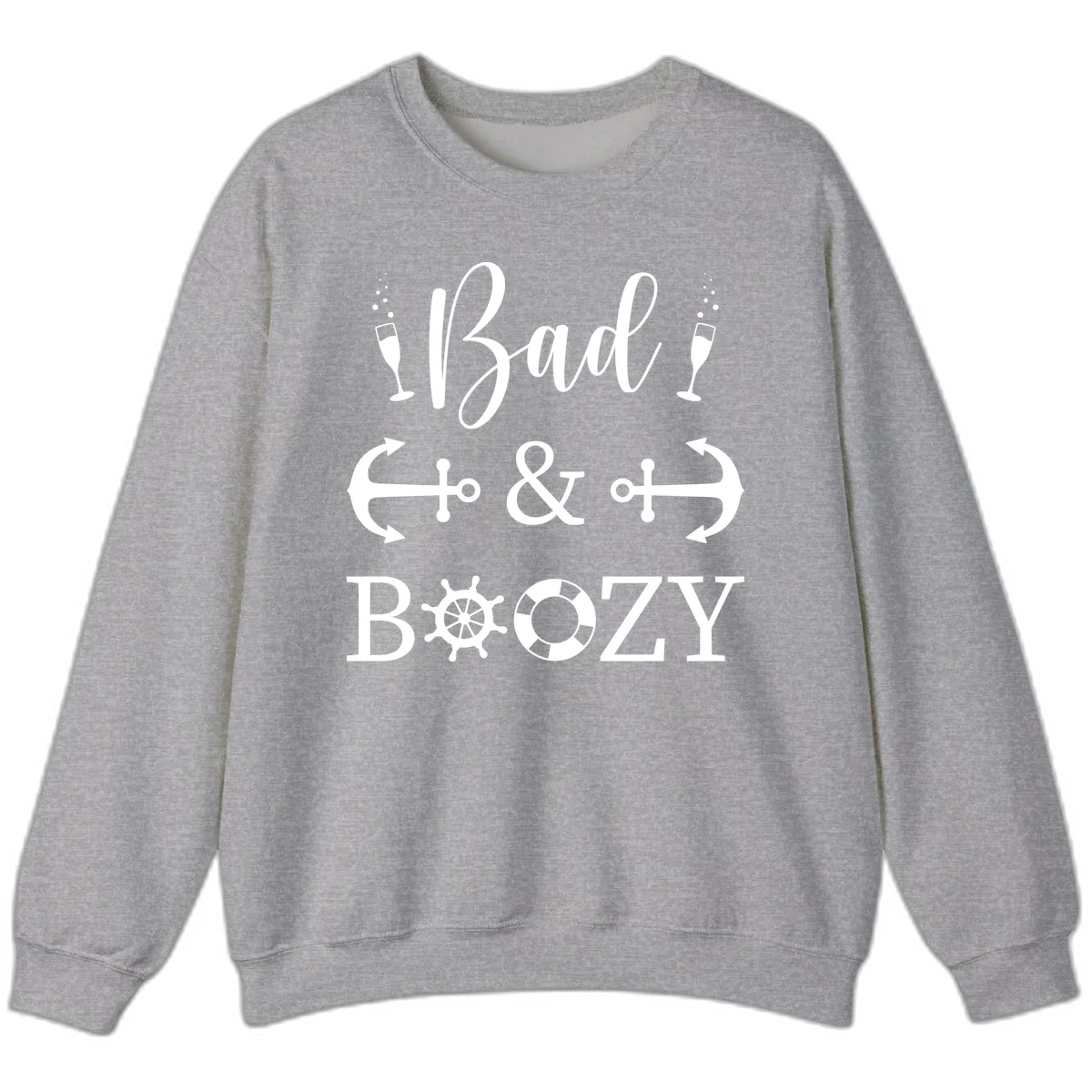 Bad & Bozy Nautical Cruise Design Sweatshirt in Sport Grey