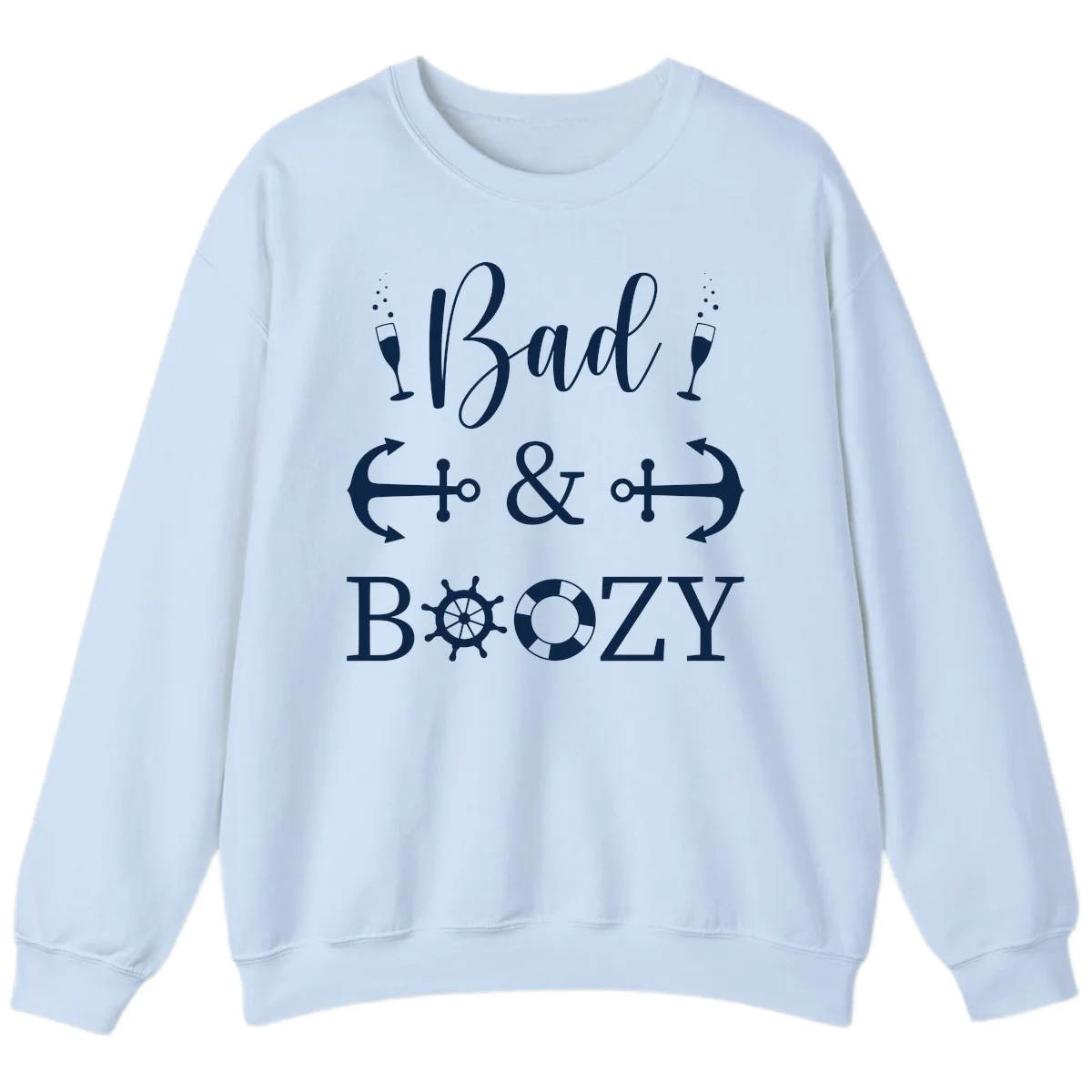 Bad & Bozy Nautical Cruise Design Sweatshirt in Light Blue