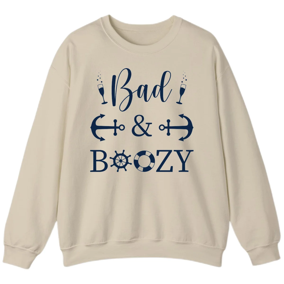 Bad & Bozy Nautical Cruise Design Sweatshirt in Sand