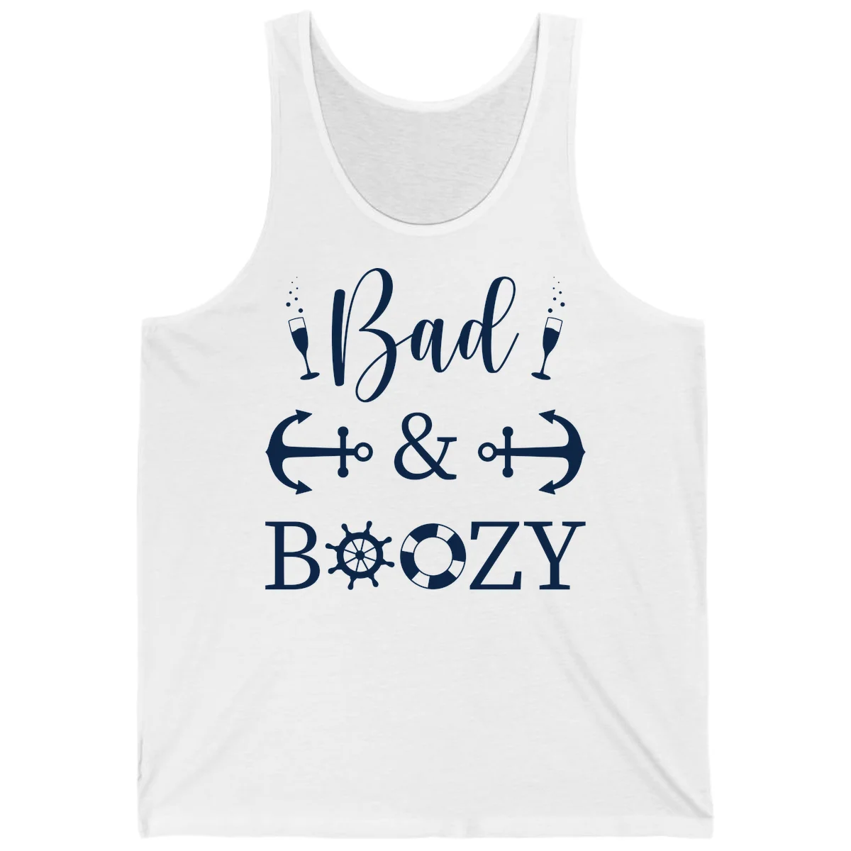 Bad & Bozy Nautical Cruise Design Tank in White