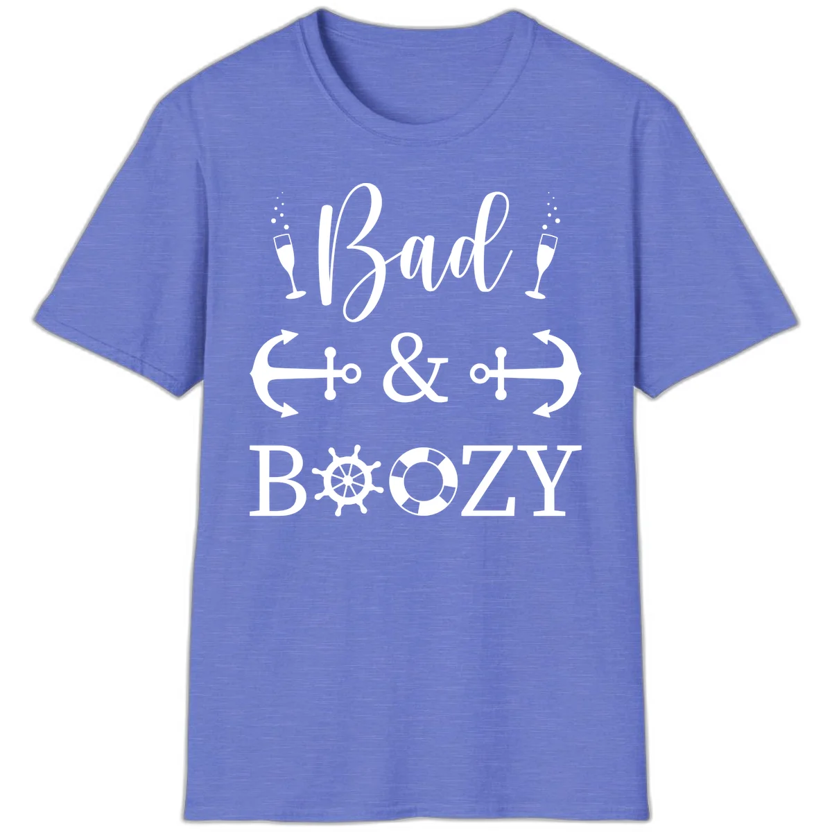 Bad & Bozy Nautical Cruise Design T-Shirt in Heather Royal