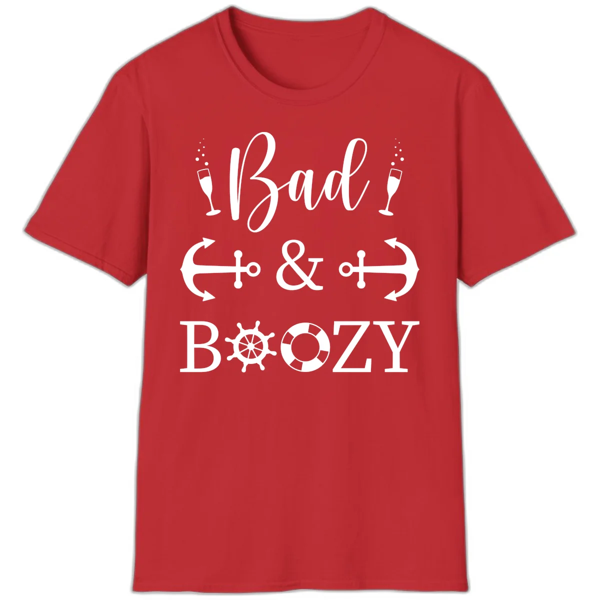 Bad & Bozy Nautical Cruise Design T-Shirt in Red