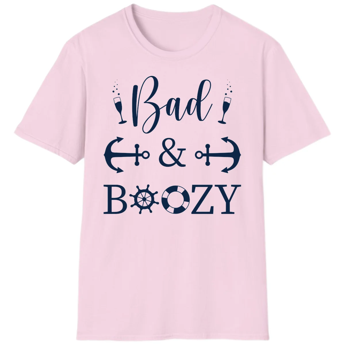 Bad & Bozy Nautical Cruise Design T-Shirt in Light Pink
