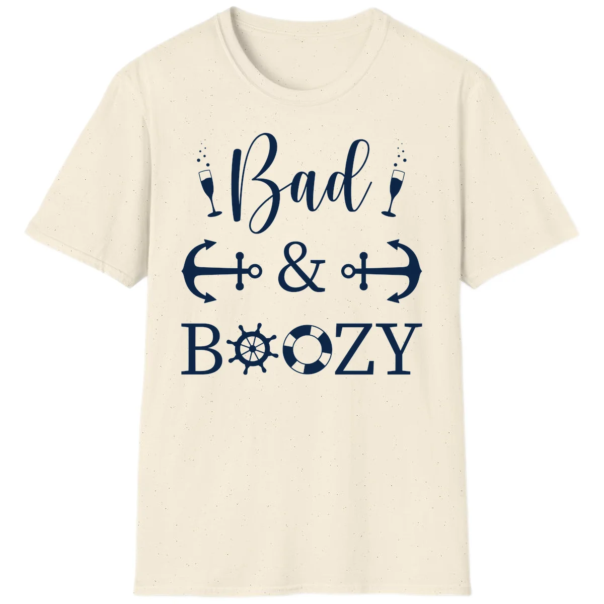 Bad & Bozy Nautical Cruise Design T-Shirt in Natural
