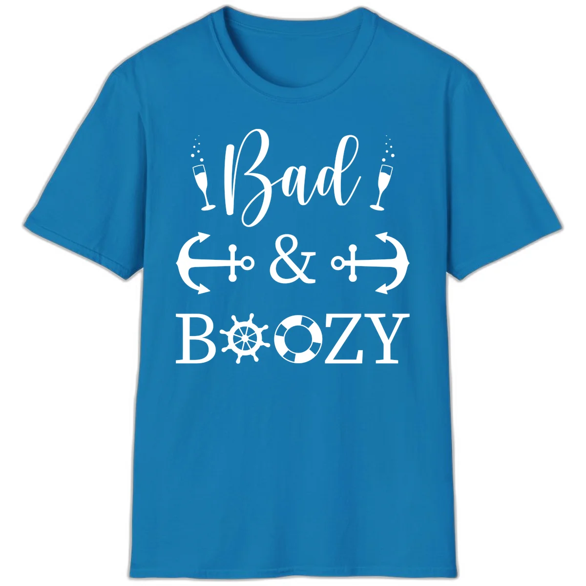 Bad & Bozy Nautical Cruise Design T-Shirt in Sapphire