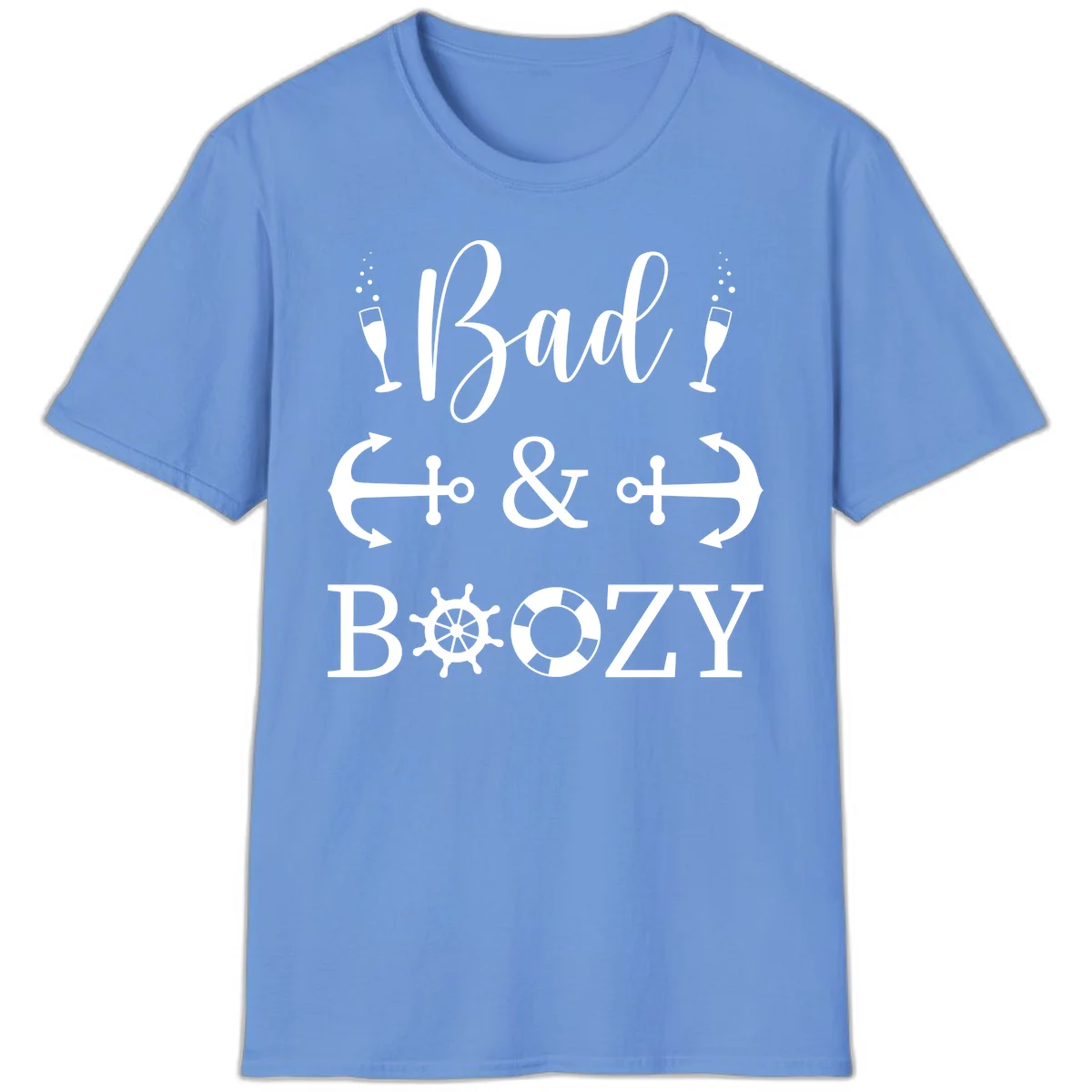 Bad & Bozy Nautical Cruise Design T-Shirt in Carolina Blue