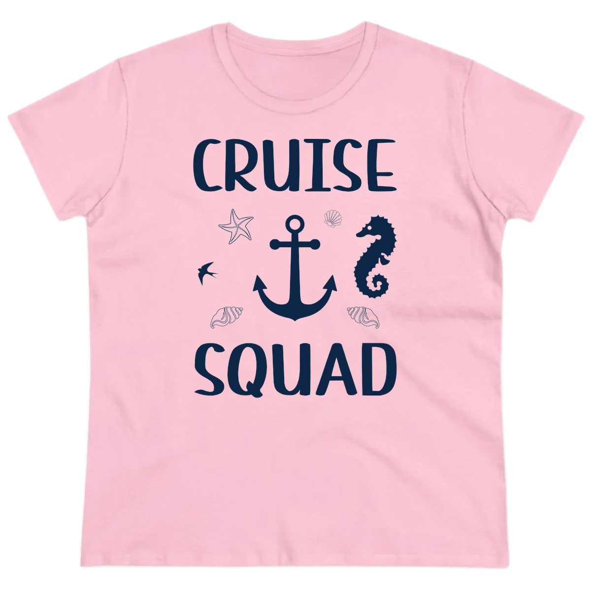 Cruise Squad Anchor Ladies Tee in Light Pink