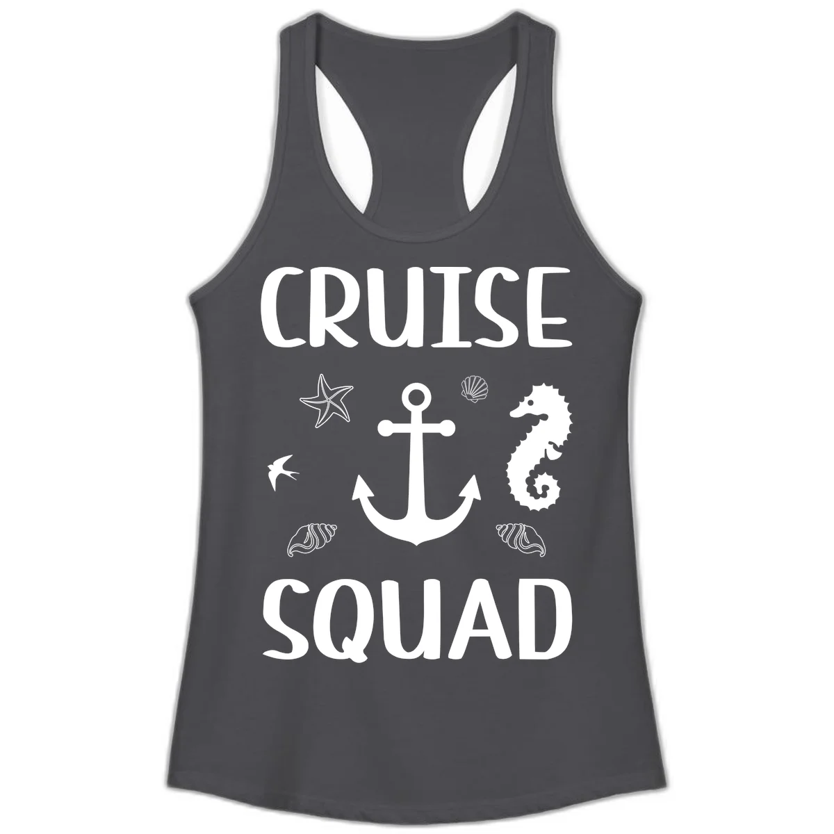 Cruise Squad Anchor Ladies Tank in Solid Dark Gray