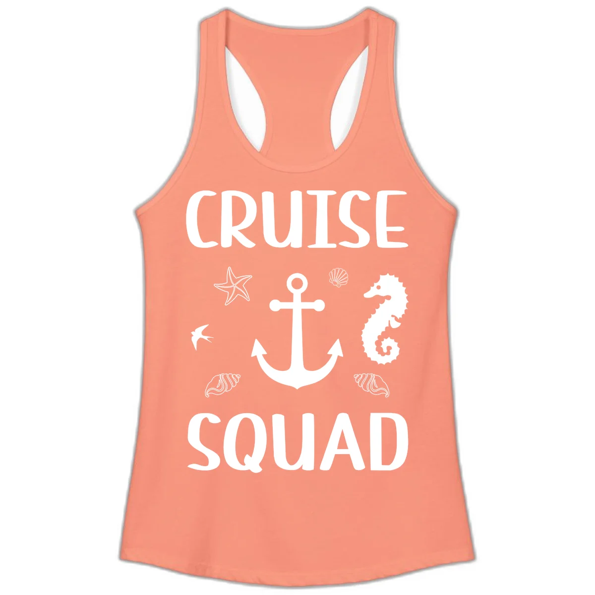 Cruise Squad Anchor Ladies Tank in Solid Light Orange