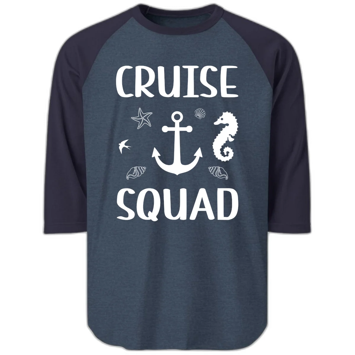 Cruise Squad Anchor Raglan 3/4 in Heather Denim Navy