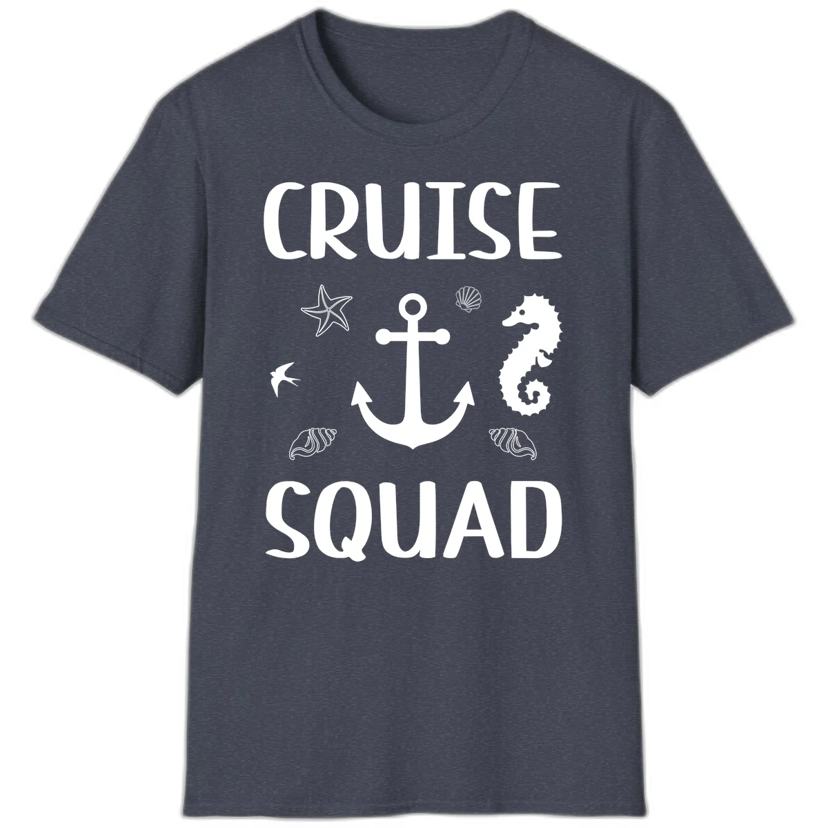 Cruise Squad Anchor T-Shirt in Heather Navy