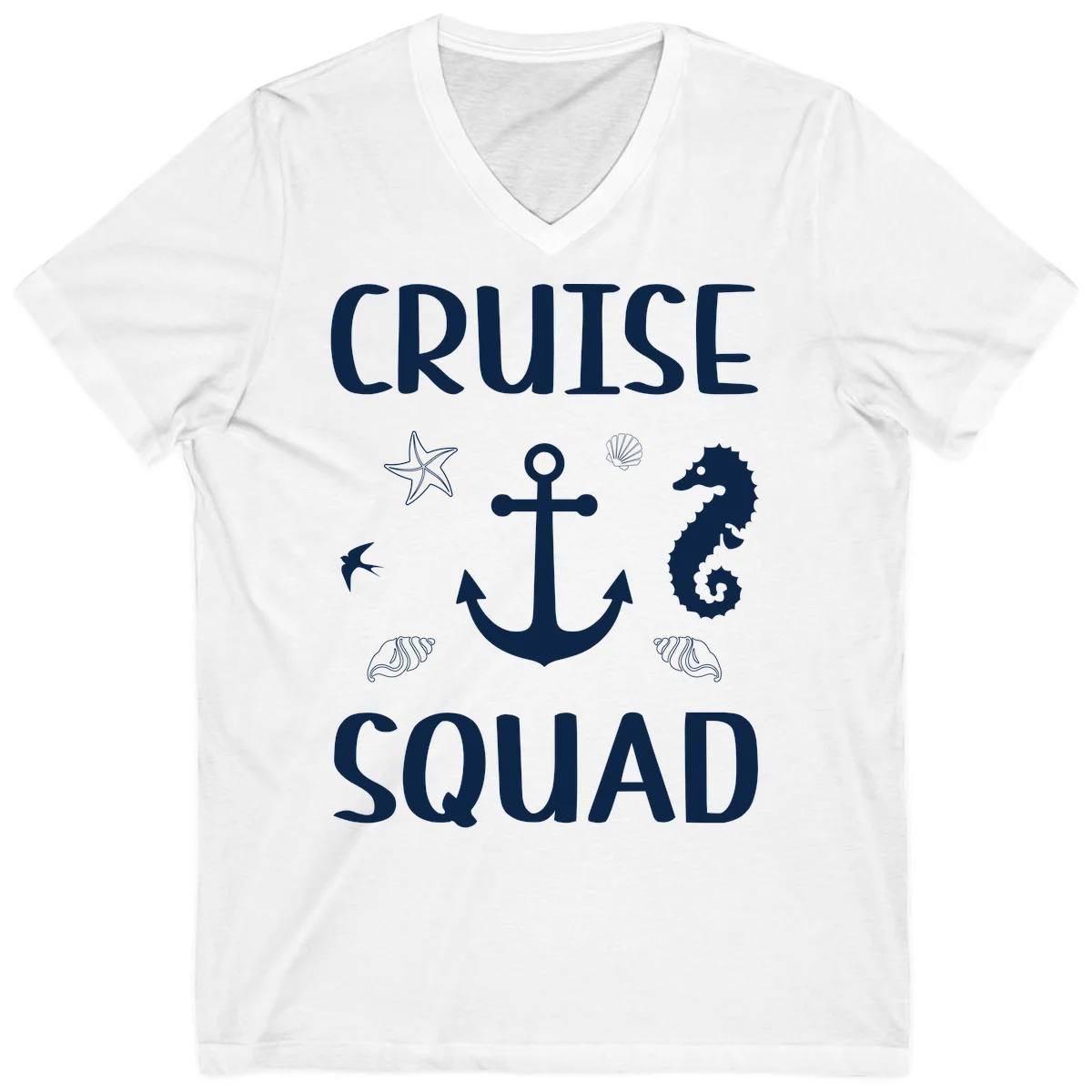 Cruise Squad Anchor V-Neck in White