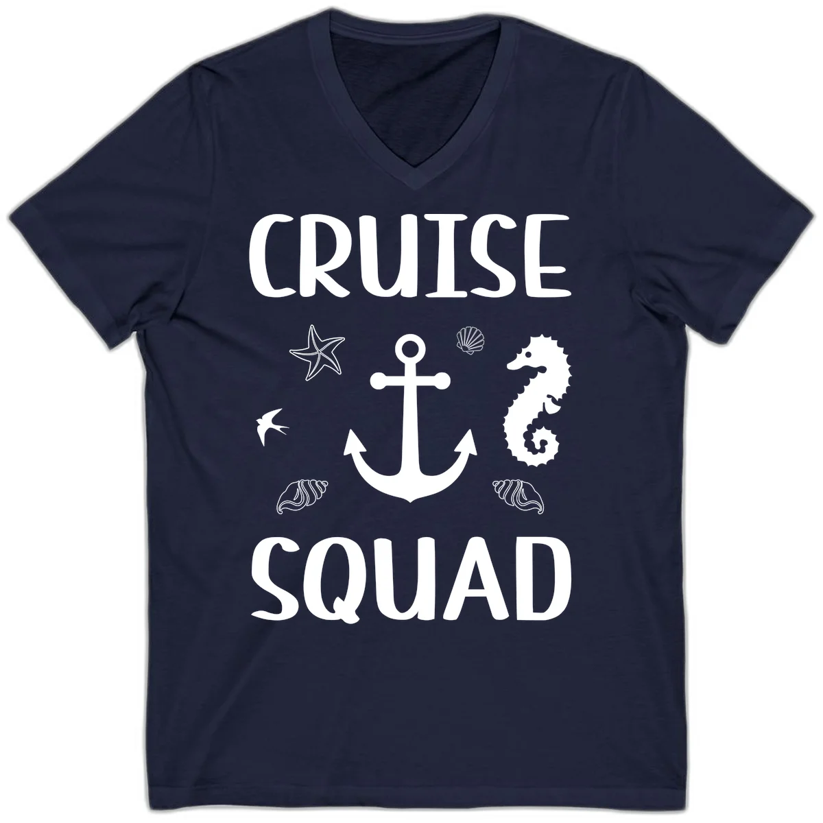 Cruise Squad Anchor V-Neck in Navy