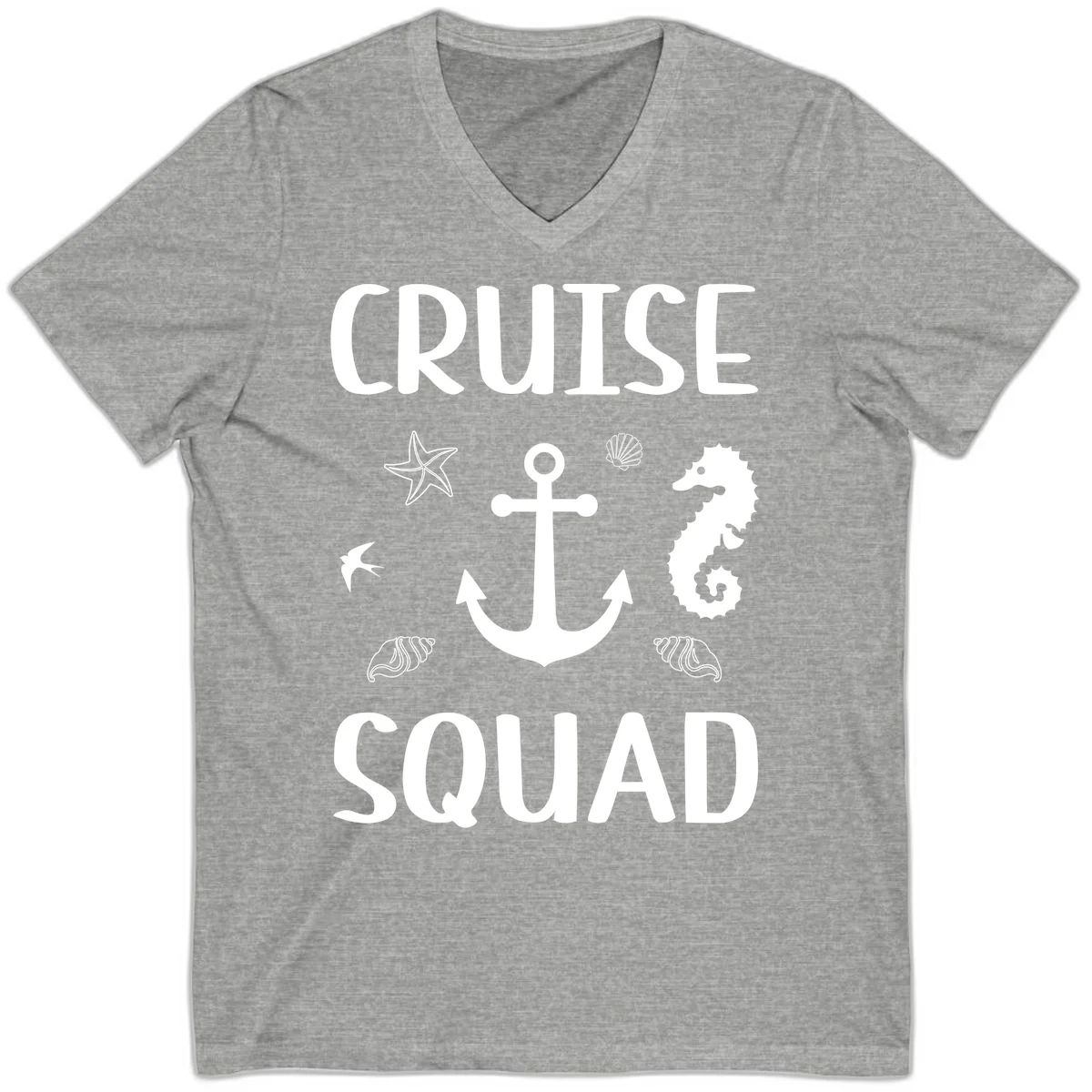 Cruise Squad Anchor V-Neck in Athletic Heather
